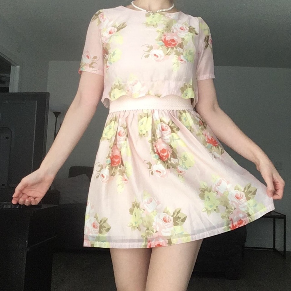 Organza floral mini dress
